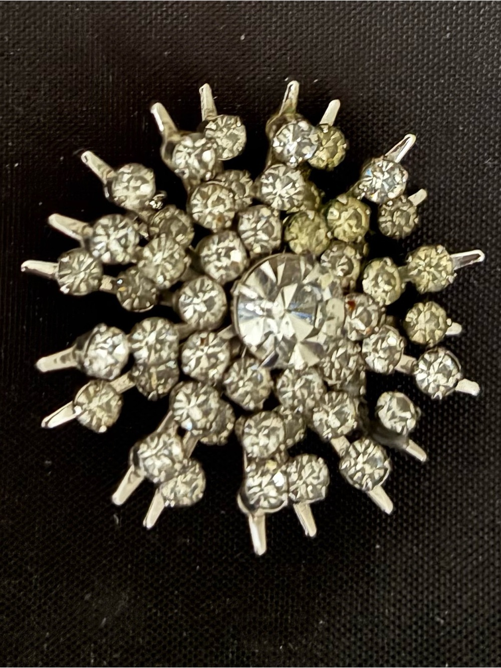 Vintage sunburst rhinestone brooch